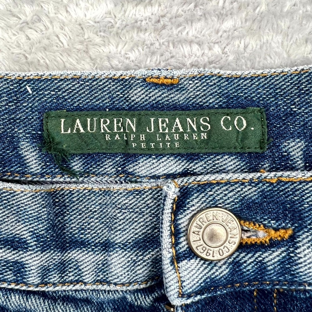 Vintage Lauren Ralph Lauren Jeans Womens 4 Petite Denim Wide Straight Leg - Picture 9 of 12